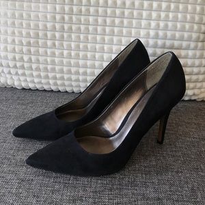Ann Taylor Loft Black Shoes Suede Heels Size 9